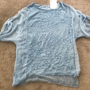 Women’s Blue short sleeve 2 piece layered shirt